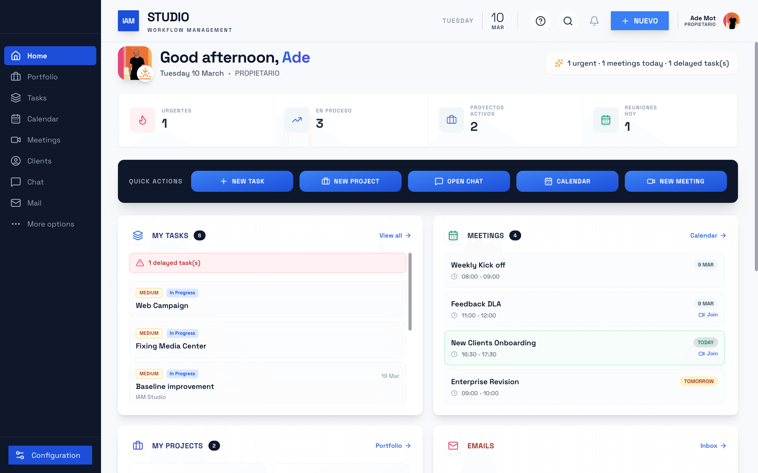 IAM Studio Dashboard Interface